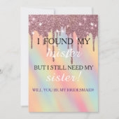 Bent u mijn bruidsmeisje? Roos Gold Dripping Invi Kaart (Voorkant)