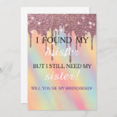 Bent u mijn bruidsmeisje? Roos Gold Dripping Invi Kaart (Voorkant / Achterkant)