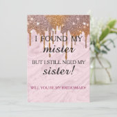 Bent u mijn bruidsmeisje? Roos Gold Dripping Invi Kaart (Staand voorkant)