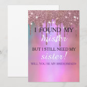 Bent u mijn bruidsmeisje? Roos Gold Dripping Invi Kaart (Voorkant / Achterkant)