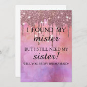 Bent u mijn bruidsmeisje? Roos Gold Dripping Invi Kaart (Voorkant / Achterkant)