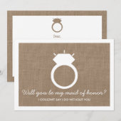 Bent u mijn dienstmeisje? Burlap Ring Kaart (Voorkant / Achterkant)