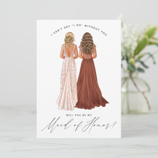 Bent u mijn dienstmeisje? Meisjes in Gowns Invit Kaart (Staand voorkant)