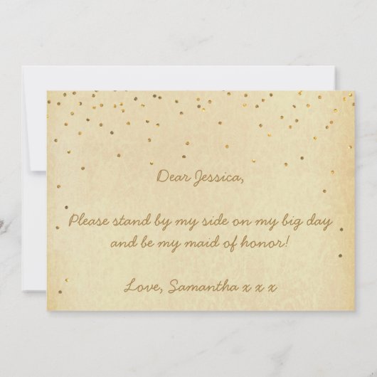 Bent u mijn dienstmeisje van eervolle goudConfett Kaart (Achterkant)