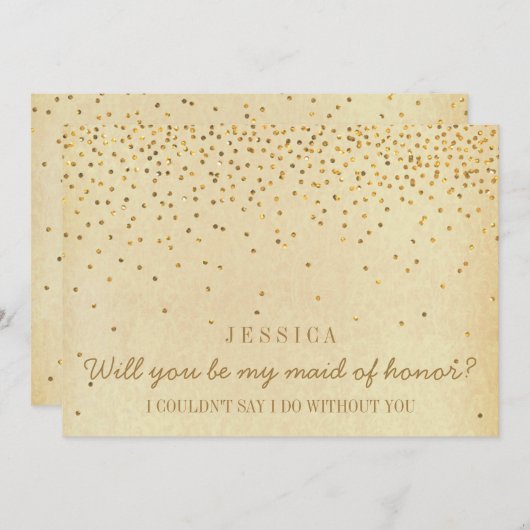 Bent u mijn dienstmeisje van eervolle goudConfett Kaart (Voorkant / Achterkant)