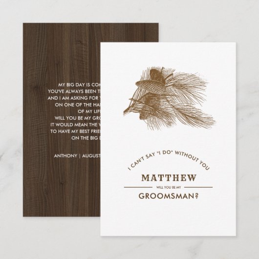 Bent u mijn Groomsman? Barn Wood Rustic Kaart (Voorkant / Achterkant)