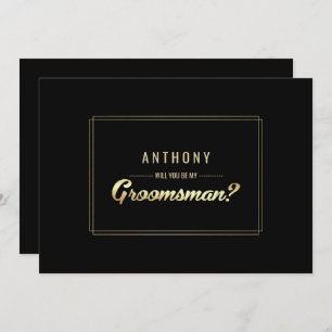 Bent u mijn Groomsman? Black Gold Wedding Kaart