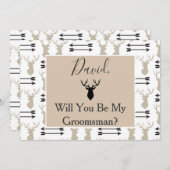 Bent u mijn Groomsman Deer Antlers en Arrow? Kaart (Voorkant / Achterkant)