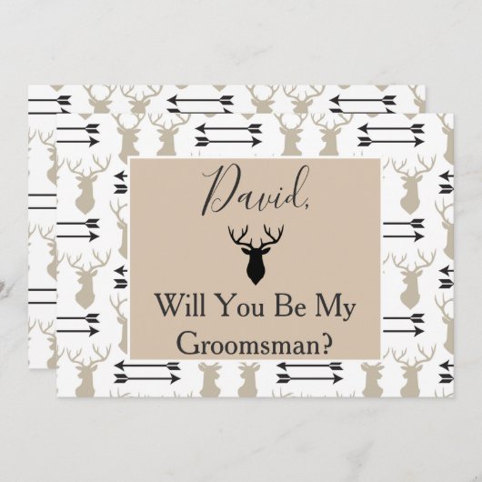 Bent u mijn Groomsman Deer Antlers en Arrow? Kaart (Voorkant / Achterkant)