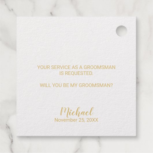 Bent u mijn Groomsman? Elegant Gold Foil Bedankjes Labels (Achterkant)
