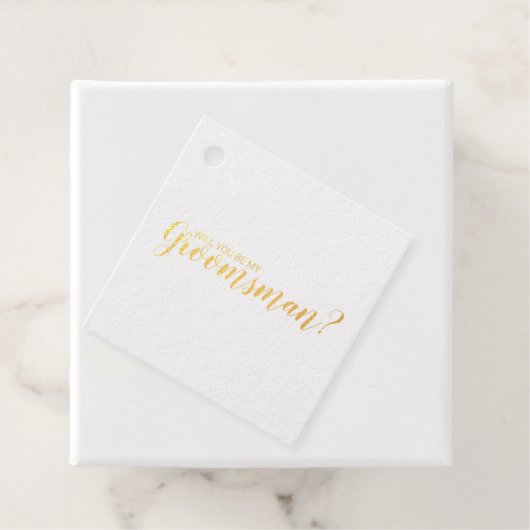 Bent u mijn Groomsman? Elegant Gold Foil Bedankjes Labels (Met doos)