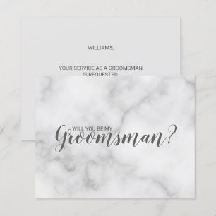 Bent u mijn Groomsman? Elegant Marble Script Kaart