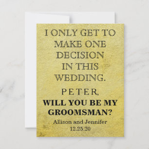 Bent u mijn Groomsman? Gepersonaliseerd Kaart