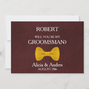 Bent u mijn Groomsman met Gold Bow Invitation? Kaart