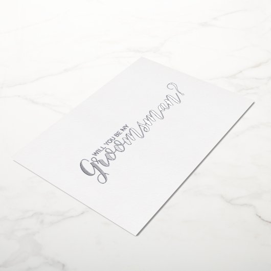 Bent u mijn Groomsman? Modern Script Silver Folie Uitnodiging (Gedraaid)
