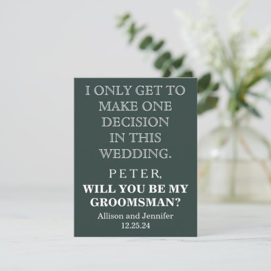 Bent u mijn Groomsman? Persoonlijke uitnodiging (Staand voorkant)
