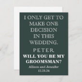 Bent u mijn Groomsman? Persoonlijke uitnodiging (Voorkant / Achterkant)