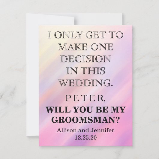 Bent u mijn Groomsman? Persoonlijke uitnodiging (Voorkant)