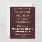 Bent u mijn Groomsman? Persoonlijke uitnodiging (Voorkant)