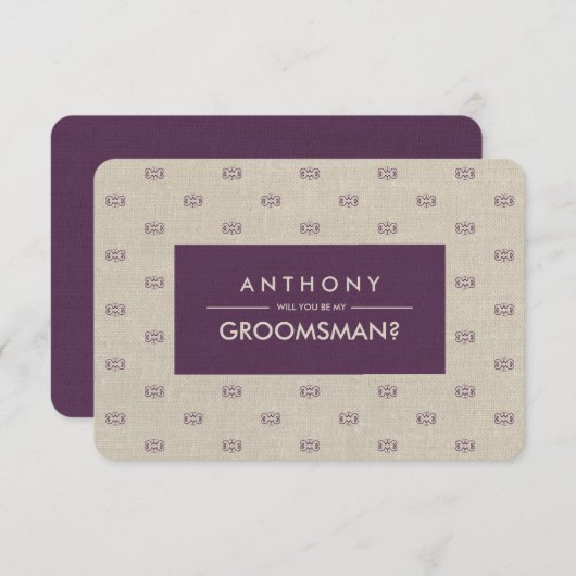 Bent u mijn Groomsman?  Plum Pattern Kaart (Voorkant / Achterkant)