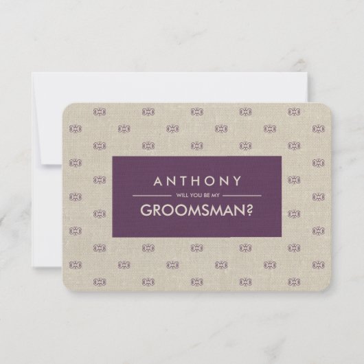 Bent u mijn Groomsman?  Plum Pattern Kaart (Voorkant)