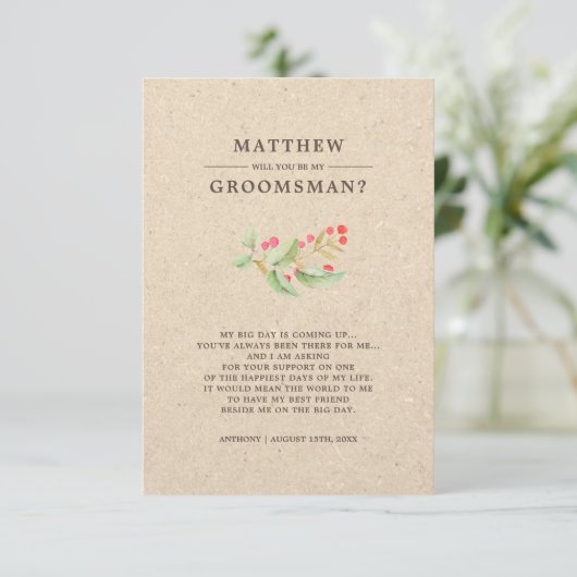 Bent u mijn Groomsman? Robuuste uitnodigingen (Staand voorkant)