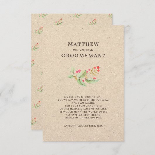 Bent u mijn Groomsman? Robuuste uitnodigingen (Voorkant / Achterkant)