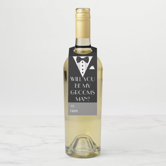 Bent u mijn Groomsman Tuxedo? Flessenhanger (Op fles)