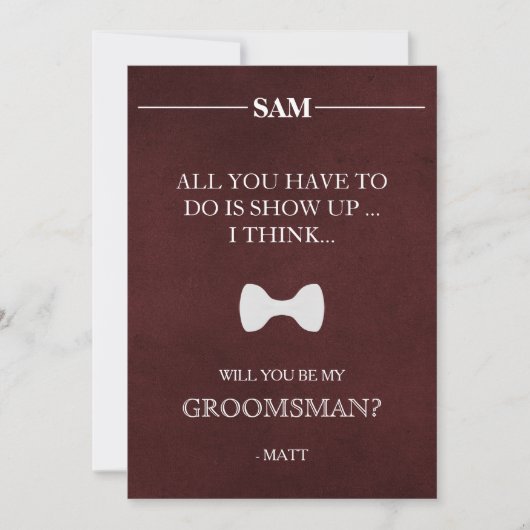 Bent u mijn Groomsman? Uitnodiging (Voorkant)