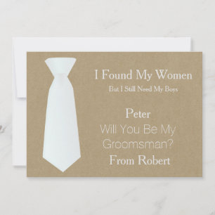 Bent u mijn Groomsman wit en zwart Stropdas? Kaart