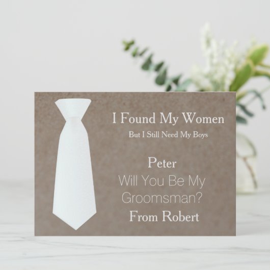 Bent u mijn Groomsman wit en zwart Stropdas? Kaart (Staand voorkant)