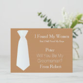 Bent u mijn Groomsman wit en zwart Stropdas? Kaart (Staand voorkant)