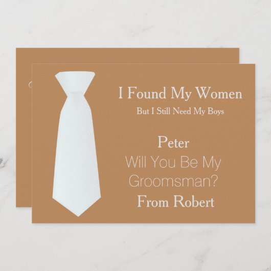 Bent u mijn Groomsman wit en zwart Stropdas? Kaart (Voorkant / Achterkant)