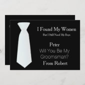 Bent u mijn Groomsman wit en zwart Stropdas? Kaart (Voorkant / Achterkant)