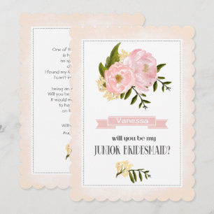 Bent u mijn Jr. Bridesmaid? Blush Pink Peonies Kaart