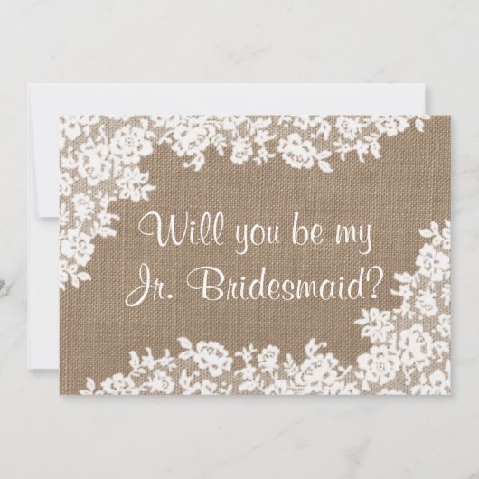 Bent u mijn Jr. Bridesmaid Rustic Burlap & Lace? Kaart (Voorkant)