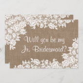 Bent u mijn Jr. Bridesmaid Rustic Burlap & Lace? Kaart (Voorkant / Achterkant)