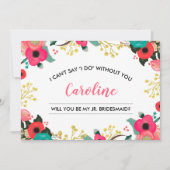Bent u mijn Junior Bridesmaid? Modern Floral Kaart (Voorkant)