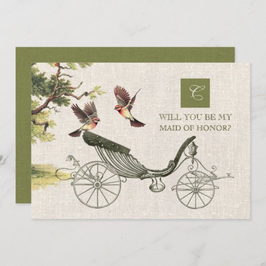 Bent u mijn Maid of Honor? Art Burlap Kaart (Voorkant / Achterkant)