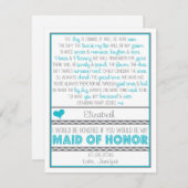 Bent u mijn Maid of Honor? Blauw/grijs gedicht Kaart (Voorkant / Achterkant)