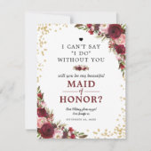 Bent u mijn Maid of Honor? | Burgundy Blush Kaart (Voorkant)
