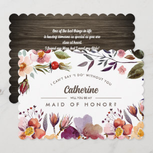 Bent u mijn Maid of Honor? Rustige Herfst Flowers Kaart