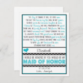Bent u mijn Maid of Honor? Turquoise/Black Poem Kaart (Voorkant / Achterkant)