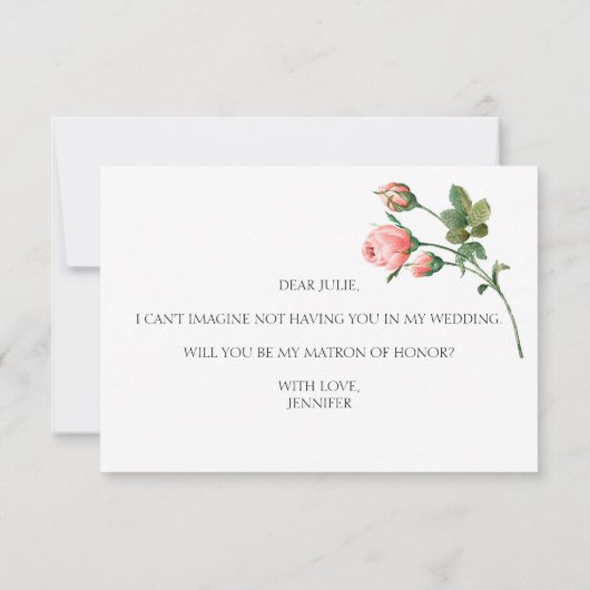 Bent u mijn matron van de eer? Blushing Pink Rose (Achterkant)