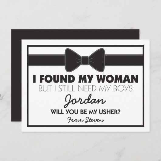 Bent u mijn Usher Black/White Bow-Stropdas? Kaart (Voorkant / Achterkant)