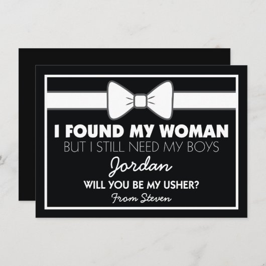 Bent u mijn Usher Black/White Bow-Stropdas? Kaart (Voorkant / Achterkant)