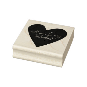 Bent u mijn Valentijn Script Font Heart Ink? Rubberstempel