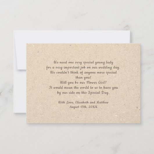 Bent u onze Bloemenmeisje? Aangepaste uitnodiginge Kaart (Achterkant)