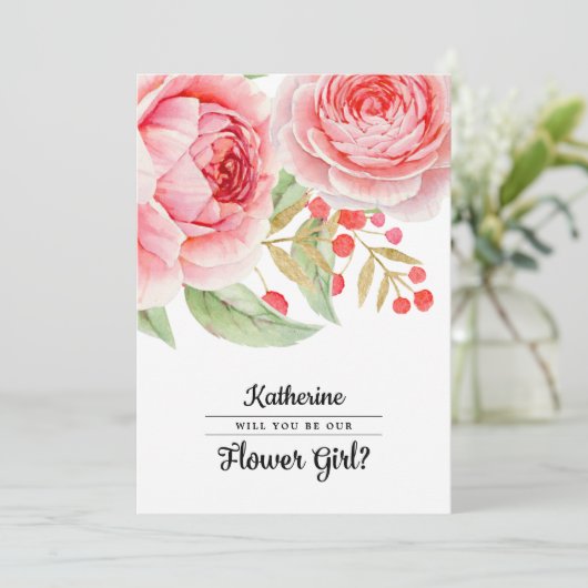 Bent u onze Bloemenmeisje? Uitnodiging Kaart (Staand voorkant)