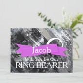 Bent u onze Ring Bearer Wooden Uitnodiging? Kaart (Staand voorkant)